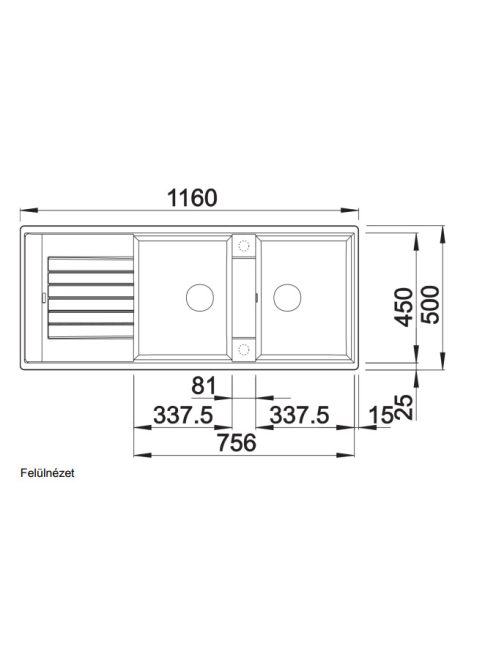 Blanco Zia 8 S kétmedencés gránit mosogató csepegtetővel 116x50 cm, fehér 15597