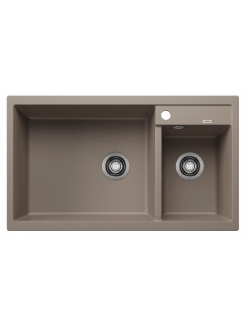 Blanco Metra 9 két medencés gránit mosogató lefolyógarnitúrával 86x50 cm, balos / tartufo 517364