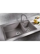 Blanco Metra 9 két medencés gránit mosogató lefolyógarnitúrával 86x50 cm, balos / tartufo 517364
