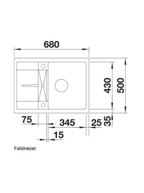Blanco Metra 45 S Compact egymedencés gránit mosogató csepegtetővel 68x50 cm, tartufo 519569