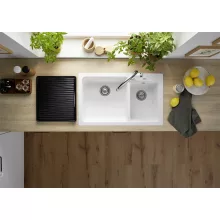   Blanco Naya 8 két medencés Silgranit 82x50 cm mosogató lefolyógarnitúrával, fehér 519649