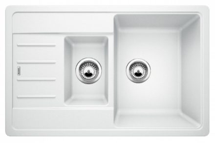 Blanco Legra 6 S Compact kétmedencés gránit mosogató csepegtető felülettel 78x50 cm, fehér 521304