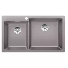   EGYEDI ÁR Blanco Pleon 9 két medencés gránit mosogató lefolyógarnitúrával 86x50 cm, jobbos / alumetál 523059