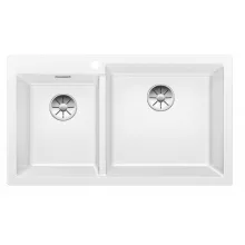  Blanco Pleon 9 két medencés gránit mosogató lefolyógarnitúrával 86x50 cm, jobbos / fehér 523061