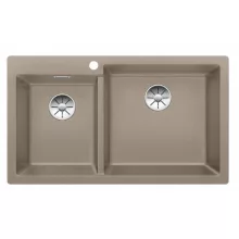   Blanco Pleon 9 két medencés gránit mosogató lefolyógarnitúrával 86x50 cm, jobbos / tartufo 523064