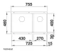 Blanco Subline 430/270-U kétmedencés gránit mosogató 75,5x46 cm balos / tartufo 523158