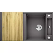   Blanco Axia III 5 S-F Silgránit mosogató excenterrel, fa vágódeszkával, palaszürke 523226