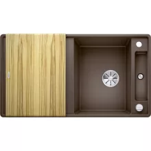   Blanco Axia III 5 S-F Silgránit mosogató excenterrel, fa vágódeszkával, kávé 523230