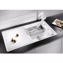   Blanco Axia III 5 S-F Silgránit mosogató excenterrel, üveg vágólappal, fehér 523234