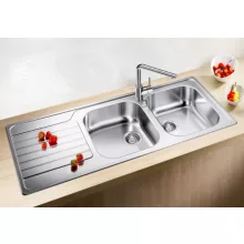   Blanco Dinas 8S két medencés fényezett rozsdamenetes acél mosogató 116x50 cm 523376