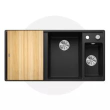   Blanco Axia III 6 S két medencés gránit mosogató 100x51 cm fa vágódeszkával, jobbos / antracit 523462