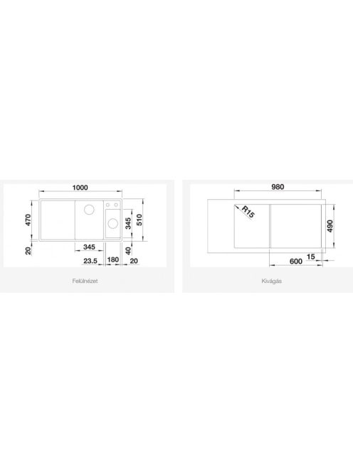 Blanco Axia III 6 S két medencés gránit mosogató 100x51 cm fa vágódeszkával, jobbos / antracit 523462