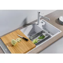   Blanco Axia III 6 S két medencés gránit mosogató 100x51 cm fa vágódeszkával, jobbos / fehér 523466