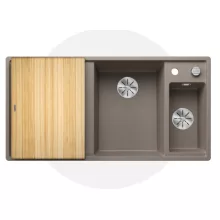   Blanco Axia III 6 S két medencés gránit mosogató 100x51 cm fa vágódeszkával, jobbos / tartufo 523469