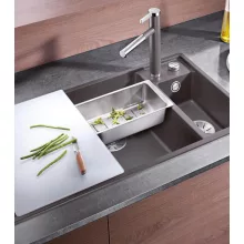   Blanco Axia III 6 S két medencés gránit mosogató 100x51 cm üveg vágódeszával, jobbos / palaszürke 523473