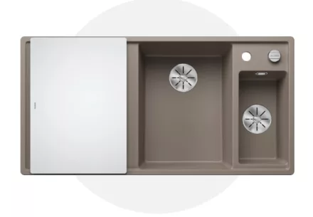 Blanco Axia III 6 S két medencés gránit mosogató 100x51 cm üveg vágódeszával, jobbos / tartufo 523480