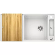   Blanco Axia III XL 6 S-F Silgránit mosogató excenterrel, fa vágódeszkával, fehér 523523