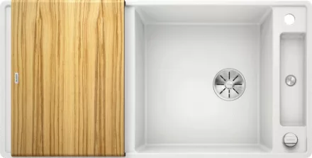 Blanco Axia III XL 6 S-F Silgránit mosogató excenterrel, fa vágódeszkával, fehér 523523