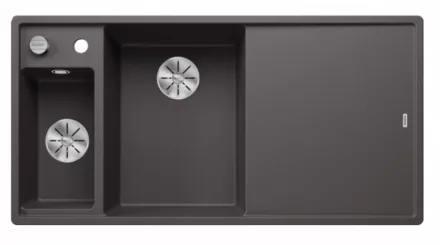 Blanco Axia III 6 S két medencés gránit mosogató 100x51 cm fa vágódeszkával, balos / palaszürke 524644