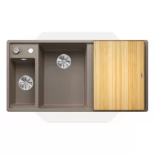   Blanco Axia III 6 S két medencés gránit mosogató 100x51 cm fa vágódeszkával, balos / tartufo 524650