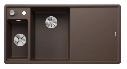 Blanco Axia III 6 S két medencés gránit mosogató 100x51 cm fa vágódeszkával, balos / kávé 524652