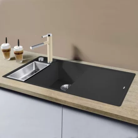 Blanco Axia III 6 S-F Antracit Silgránit mosogató excenterrel, üveg vágólappal, balos 524669