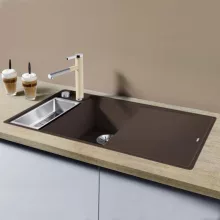   Blanco Axia III 6 S-F kávé Silgránit mosogató excenterrel, üveg vágólappal, balos 524674