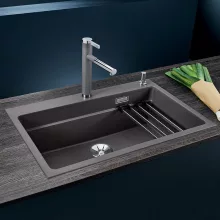   Blanco Etagon 8 egy medencés gránit mosogató csepegtető sínekkel 78x51 cm, palaszürke 525178