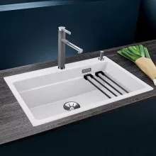   Blanco Etagon 8 egy medencés gránit mosogató csepegtető sínekkel 78x51 cm. fehér 525181