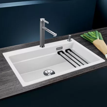 Blanco Etagon 8 egy medencés gránit mosogató csepegtető sínekkel 78x51 cm. fehér 525181