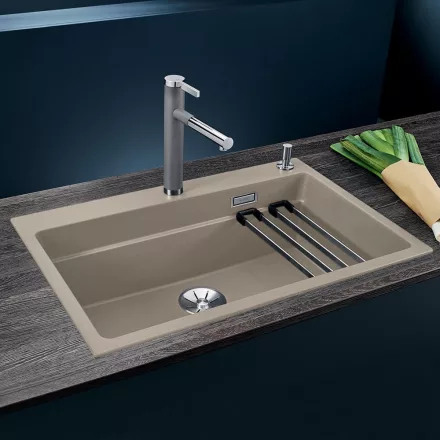 Blanco Etagon 8 egy medencés gránit mosogató csepegtető sínekkel 78x51 cm, tartufo 525184