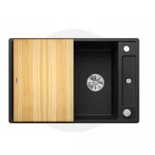   Blanco Axia III 45 S egymedencés gránit mosogató fa vágódeszkával 78x51 cm, fekete 525841