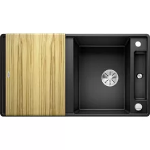   Blanco Axia III 5 S-F Silgránit mosogató excenterrel, fa vágódeszkával, fekete 525847