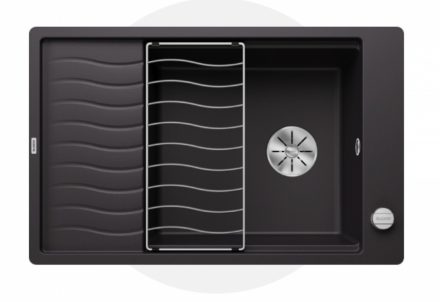 Blanco Elon XL 6 S-F gránit mosogató csepegtetővel 77x49 cm, lefolyó távműködtetővel, fekete 525884