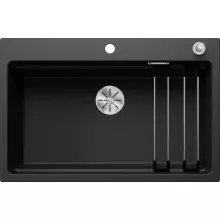  Blanco Etagon 8 egy medencés gránit mosogató csepegtető sínekkel 78x51 cm, fekete 525892