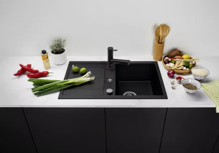 Blanco Metra 45 S Silgranit mosogató 78x50 cm csepegtető felülettel és távműködtetővel, fekete 525914