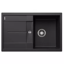   Blanco Metra 45 S gránit mosogató csepegtető felülettel 78x50 cm és lefolyógarnitúrával, fekete 525915