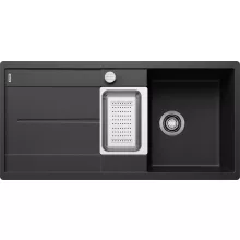   Blanco Metra 6S-F Silgranit két medencés 99x49 cm mosogató rozsdamentes acél tállal, fekete 525929
