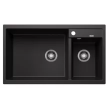   Blanco Metra 9 két medencés gránit mosogató lefolyógarnitúrával 86x50 cm, balos / fekete 525936