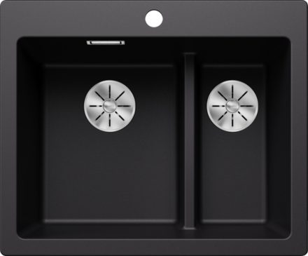 Blanco Pleon 6 Split két medencés 61,5x51 cm gránit mosogató, fekete 525955