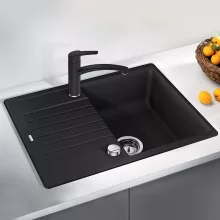   Blanco Zia 45 S Compact Silgranit 68x50 cm mosogató csepegtetővel és excenterrel, fekete 526008