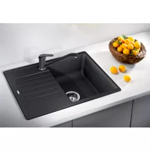   Blanco Zia 45 S Compact egymedencés gránit mosogató csepegtetővel 68x50 cm, fekete 526009