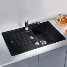   Blanco Zia 45 S Silgranit mosogató 78x50 cm lefolyógarnitúrával és excenterrel, fekete 526012