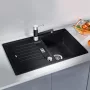 Blanco Zia 45 S Silgranit mosogató 78x50 cm lefolyógarnitúrával és excenterrel, fekete 526012