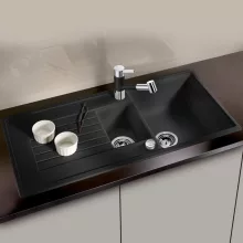   Blanco Zia 6 S Silgranit két medencés 100x50 cm mosogató távműködtetővel, fekete 526020