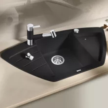   Blanco Zia 9 E aszimmetrikus Silgranit 93x51 cm mosogató csepegtetővel és távműködtetővel, fekete 526030