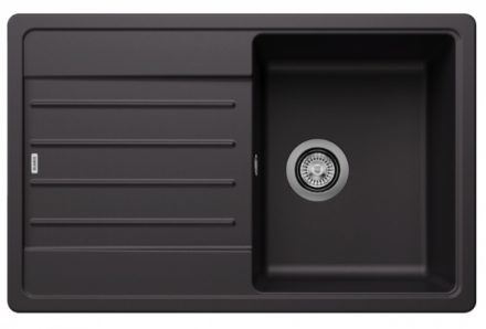 Blanco Legra 45 S gránit mosogató csepegtető felülettel 78x50 cm és lefolyógarnitúrával, fekete 526083
