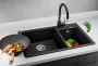 Blanco Legra 8 két medencés gránit mosogató 78x50 cm csaplyukkal, balos / fekete 526223