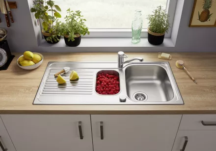 Blanco Tipo II 6S rozsdamentes acél mosogató 100x50 cm tartozékokkal, natúr 526622