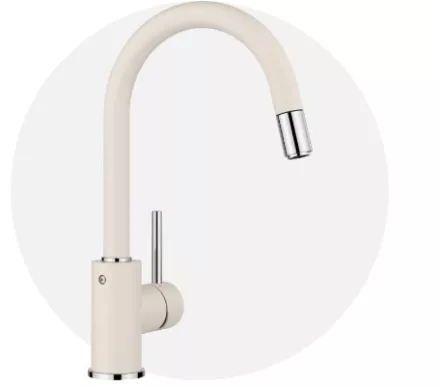 Blanco Mida-S Silgránit-look kihúzható fejes magasnyomású mosogató csaptelep, törtfehér / króm 526968